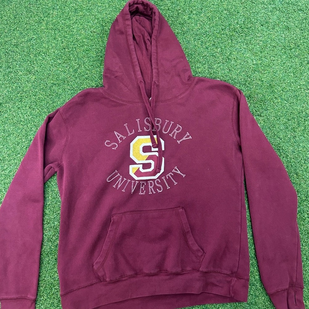 Vintage Salisbury University Hoodie Maroon Large‎ Collegiate Sweatshirt